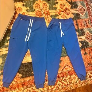 Blue Jogger Pants with White Drawstrings